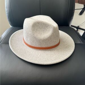 Stylish Gray Fedora Hat with Brown Band